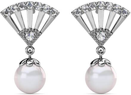 Ingride Parel Oorbellen - Zilver en Kristal - One Size