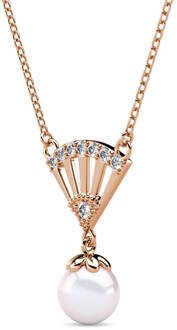 Ingride Parelhangers - Roségoud en Kristal - One Size