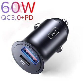 Iniu 5A Usb Autolader Pd 60W Type C Snel Opladen Telefoon Oplader Voor Iphone 13 12 11 Pro max 8 Huawei P40 Xiaomi Redmi Samsung 60W PD add USB A