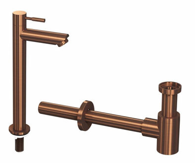 Ink 2B Fonteinkraanset - staande Fonteinkraan - hoog - designSifon - Mat rose goud 9902442 Rose goud mat