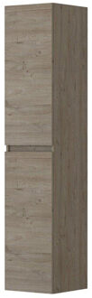 Ink Badkamerkast - 35x37x169cm - 2 deuren - links en rechtsdraaiend - greeploos - houten keerlijst - MFC Greige eiken 1257409