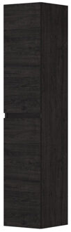 Ink Badkamerkast - 35x37x169cm - 2 deuren - links en rechtsdraaiend - greeploos - houten keerlijst - MFC Houtskool eiken 1257408