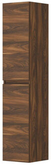 Ink Badkamerkast - 35x37x169cm - 2 deuren - links en rechtsdraaiend - greeploos - houten keerlijst - MFC Noten 1257407 Noten (Bruin)