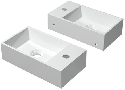 Ink Contra Fontein - 40x22x10cm - wasbak links - 1 kraangat - polystone wit glans 3403040