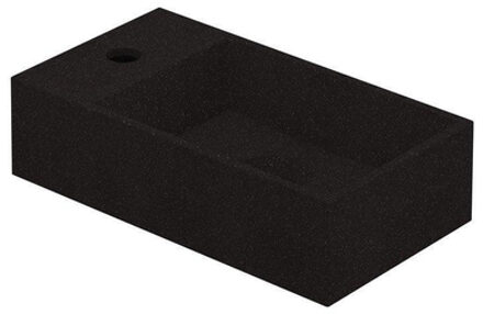 Ink Contra Fontein - 40x22x10cm - wasbak rechts - 1 kraangat - polystone Quartz zwart 3403062