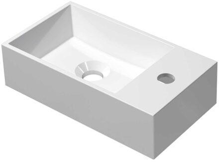 Ink Contra Fontein - 40x22x12cm - wasbak links - 1 kraangat - polystone wit glans 62556