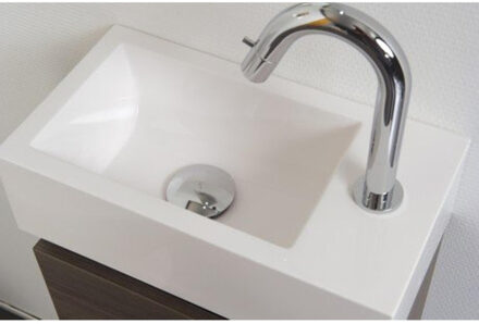 Ink Contra fonteinbak 40x10x22cm met kraangat rechts polystone glans wit