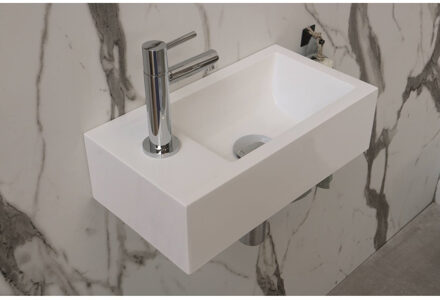 Ink Fontein Contra Polystone Inclusief Kraangat Links Cilinder Mat Wit 40x22x10 cm Mat wit