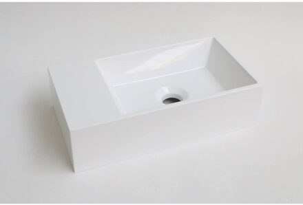 Ink Fontein Contra Polystone Rechthoek Zonder Kraangat Links Glans Wit 40x22x10 cm