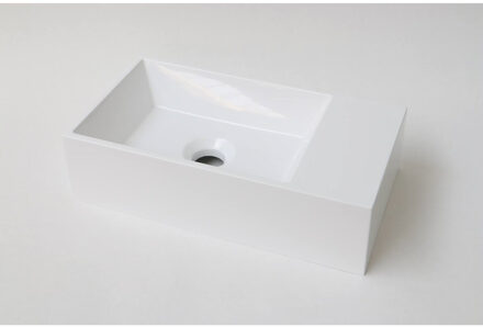 Ink Fontein Contra Polystone Rechthoek Zonder Kraangat Rechts Glans Wit 40x22x10 cm