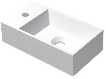Ink Fontein INK Contra Rechthoek Links 40x22x10cm Polystone Cilinder Mat Wit 1 Kraangat