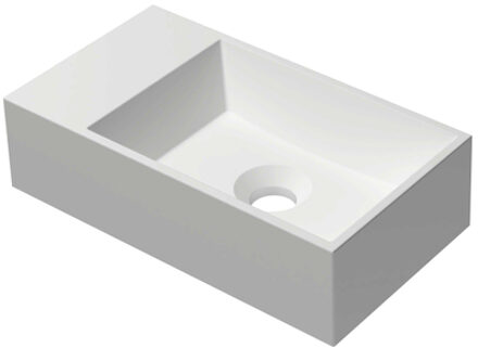 Ink Fontein INK Contra Rechthoek Links 40x22x10cm Polystone Cilinder Mat Wit Zonder Kraangat