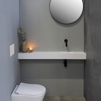 Ink Fontein INK Nice Day Ink Fonteinplateau Polystone 120x20x10 Ovale Kom Links Zonder Kraangat Glans Wit