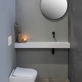 Ink Fontein INK Nice Time Ink Fonteinplateau Polystone 120x20x10 Rechthoekige Kom Rechts Zonder Kraangat Mat Wit