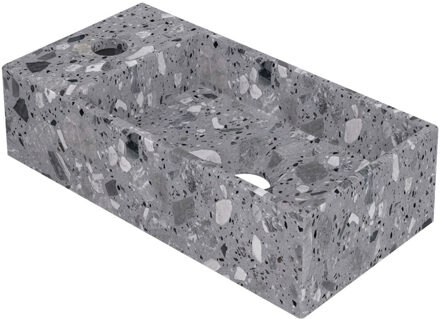 Ink Fontein INK Versus 36x18x9cm Composiet Links Met Kraangat Mat Grijs Terrazzo