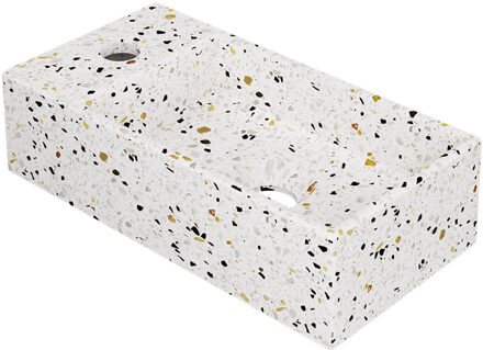 Ink Fontein INK Versus 36x18x9cm Composiet Links Met Kraangat Mat Multi Terrazzo Wit
