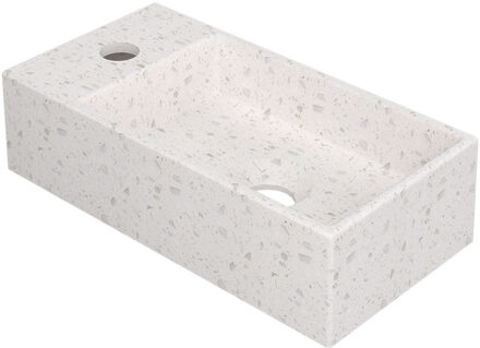 Ink Fontein INK Versus 36x18x9cm Composiet Links Met Kraangat Mat Wit Terrazzo