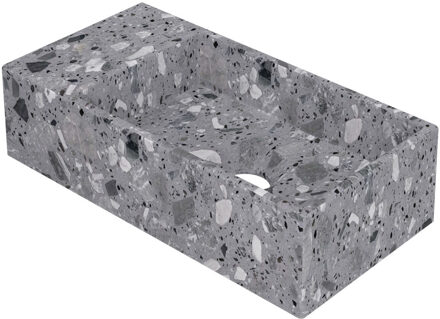 Ink Fontein INK Versus 36x18x9cm Composiet Links Zonder Kraangat Mat Grijs Terrazzo