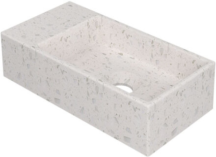 Ink Fontein INK Versus 36x18x9cm Composiet Links Zonder Kraangat Mat Wit Terrazzo