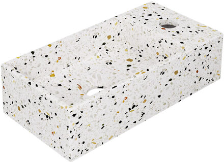 Ink Fontein INK Versus 36x18x9cm Composiet Rechts Met Kraangat Mat Multi Terrazzo Wit