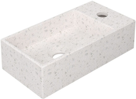 Ink Fontein INK Versus 36x18x9cm Composiet Rechts Met Kraangat Mat Wit Terrazzo