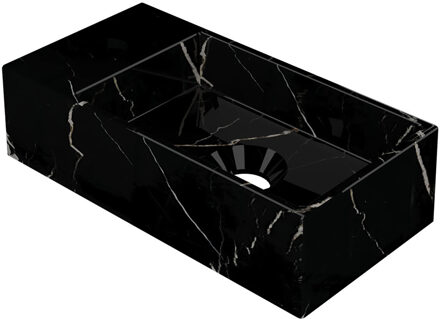 Ink Fontein INK Versus 36x18x9cm Hardsteen Links Met Kraangat Glans Zwart Marmer