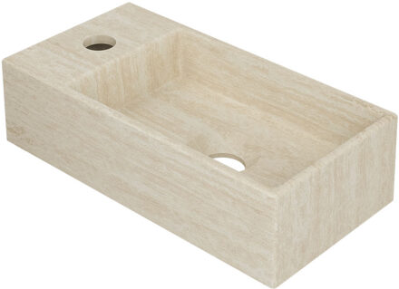 Ink Fontein INK Versus 36x18x9cm Hardsteen Links Met Kraangat Mat Travertin Beige