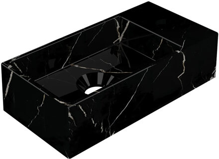 Ink Fontein INK Versus 36x18x9cm Hardsteen Rechts Met Kraangat Glans Zwart Marmer