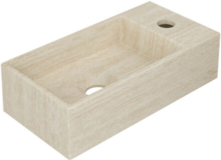 Ink Fontein INK Versus 36x18x9cm Hardsteen Rechts Met Kraangat Mat Travertin Beige