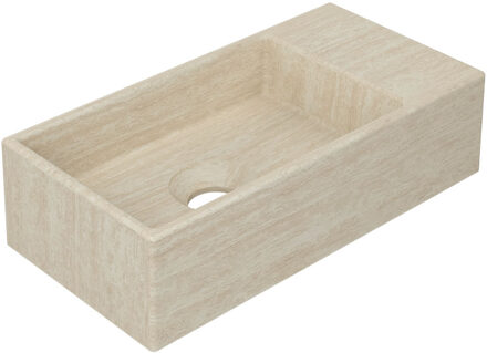 Ink Fontein INK Versus 36x18x9cm Hardsteen Rechts Zonder Kraangat Mat Travertin Beige