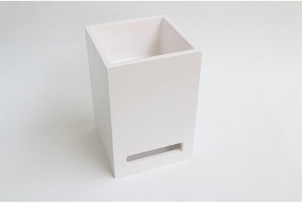 Ink Fontein Skyscraper Polystone Zonder Kraangat Inclusief Handdoek Uitsparing En Verzonken Plug Glans Wit 20x20x30 cm