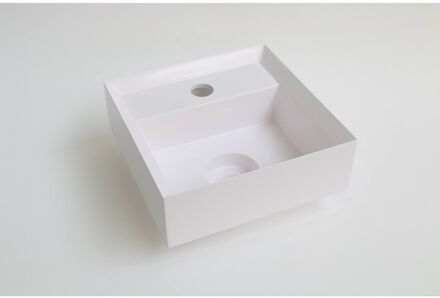 Ink Fontein Vice Polystone Met Kraangat Incl Verzonken Open Plug 27x27x9 cm Glans Wit