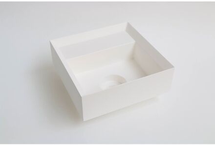 Ink Fontein Vice Polystone Zonder Kraangat Incl Verzonken Open Plug 27x27x9 cm Mat Wit Mat wit