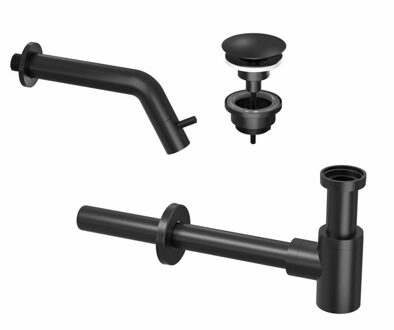 Ink Fonteinkraanset INK Inbouw Ink Inclusief Waste en Design Sifon Mat Zwart