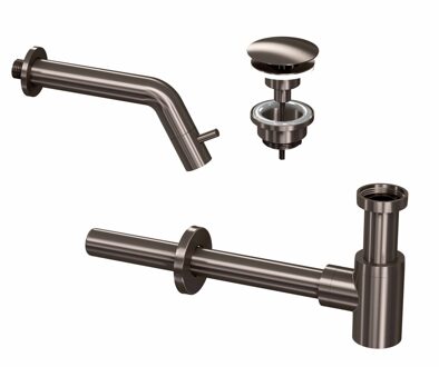 Ink Fonteinkraanset INK Inbouw Inkortbaar Inclusief Waste en Design Sifon Metal Black Ink