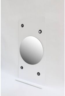 Ink Fonteinplanchet Note Staal Glans Wit 36x72 cm Inclusief Ronde Spiegel Helder Glas 32 cm