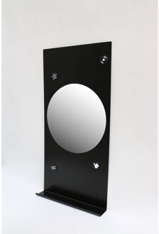 Ink Fonteinplanchet Note Staal Mat Zwart 36x72 cm Inclusief Ronde Spiegel Helder Glas 32 cm