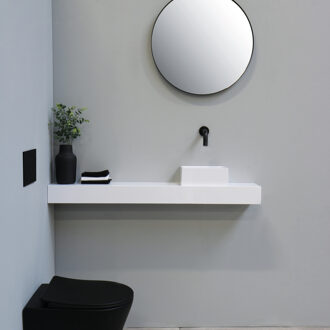 Ink Fonteinplateau INK Easy Ink Polystone 120x20x10 Zonder Kraangat Glans Wit