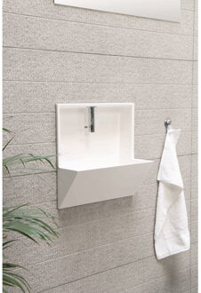 Ink Fonteinset INK Recess Inbouw Vierkant 40x21x40cm Polystone Mat Wit Toiletkraan Sifon Plug