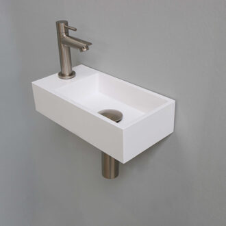 Ink Fonteinset INK Versus 36x18x9 cm Polystone Glans Wit Met Kraangat Links Brushed Nickel