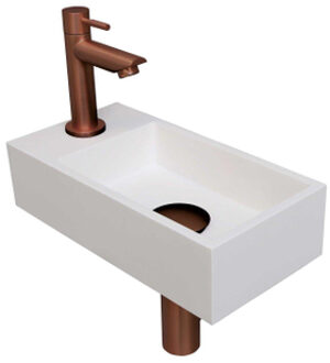 Ink Fonteinset INK Versus 36x18x9 cm Polystone Mat Wit Met Kraangat Links Mat Rose Goud Mat wit