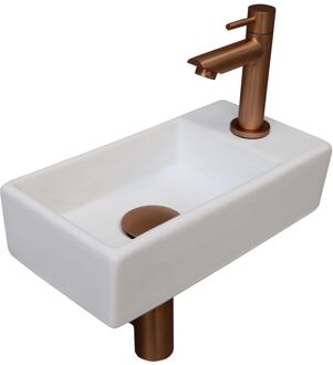 Ink Fonteinset INK Versus 36x18x9cm Porselein Mat Wit Met Kraangat Rechts Mat Rose Goud