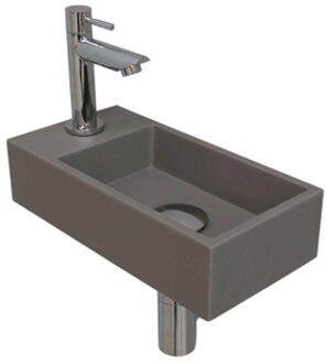 Ink Fonteinset INK Versus Rechthoek Links 36x18x9cm Quartz Betonlook Toiletkraan Sifon Plug Glans Chroom