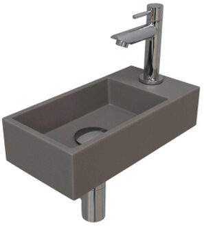 Ink Fonteinset INK Versus Rechthoek Rechts 36x18x9cm Quartz Betonlook Toiletkraan Sifon Plug Glans Chroom