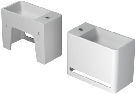 Ink Hangar Fontein - 40x20x30cm - wasbak rechts - 1 kraangat - polystone wit mat 3401035