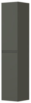 Ink hoge kast 2 deuren links/rechts greeploos gelakt 35x35x170cm, mat beton groen