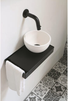 Ink Jazz XS toiletmeubel frame mat zwart plateau mat zwart waskom rechts polystone 20cm mat wit sw207540/sw207545/sw207556/ Wit mat