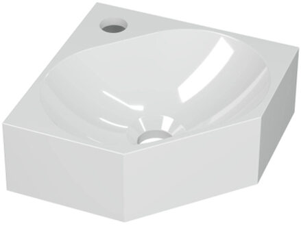 Ink Matrix hoekfontein - 27x27x10cm - 1 kraangat - polystone wit glans 3404340