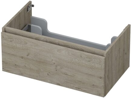 Ink Onderkast INK 1 lade greeploos met houten keerlijst 80 cm x 45 cm x 35 cm Greige eiken 1257529