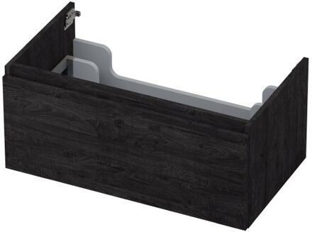 Ink Onderkast INK 1 lade greeploos met houten keerlijst 80 cm x 45 cm x 35 cm Houtskool eiken 1257528